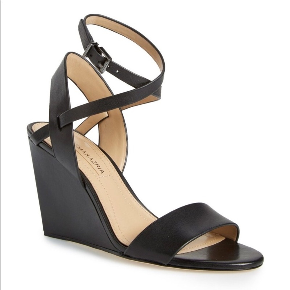 BCBG Lennox Leather Wedge Sandals